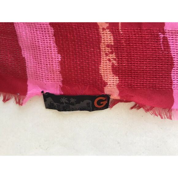 Guess Rectangular Scarf Striped Fringe Color Block FLAWS - Picture 12 of 12